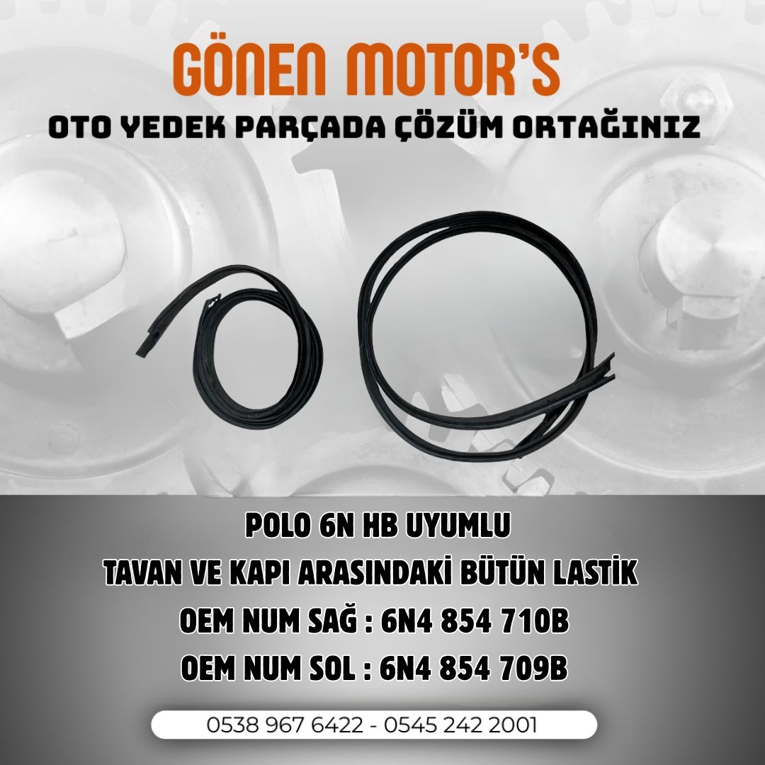 198 - 6N4 854 709 - 6N4 854 710 Tavan ve Kapı Arası Fitil | Orijinal Tip | Su ve Rüzgar İzolasyonu